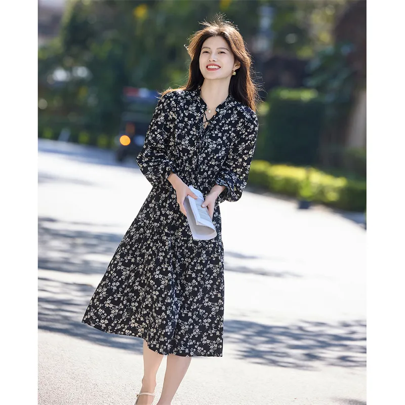 Still Quiet Long Sleeved Dress Women's Black-1