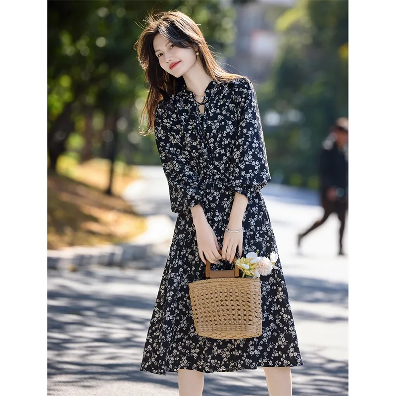 Still Quiet Long Sleeved Dress Women's Black-2