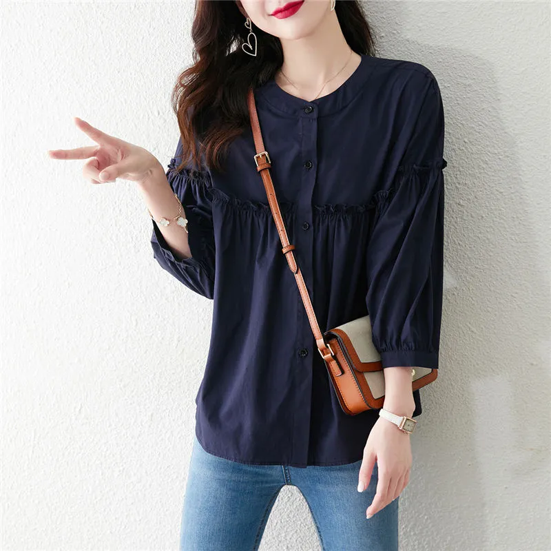 Still Quiet Shirt Women's Navy Blue-2