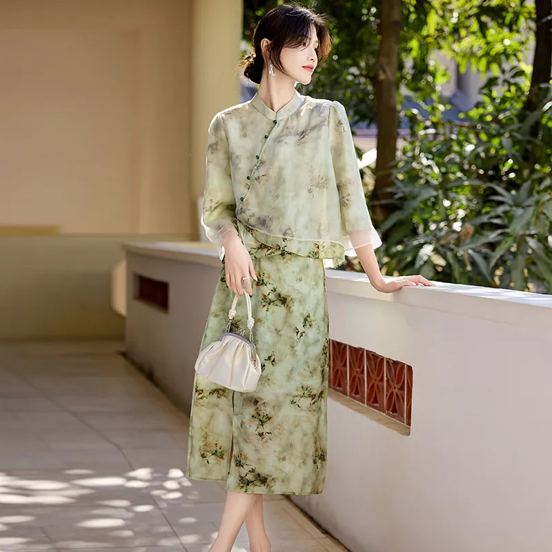 Still Quiet Skirt Set Women's Green-3