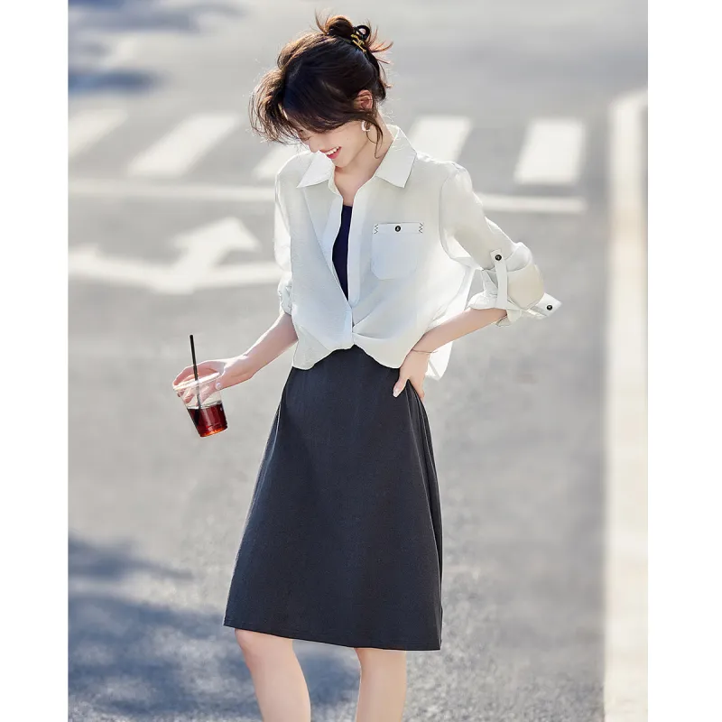 Still quiet Two Piece Skirt Sets Women's-10