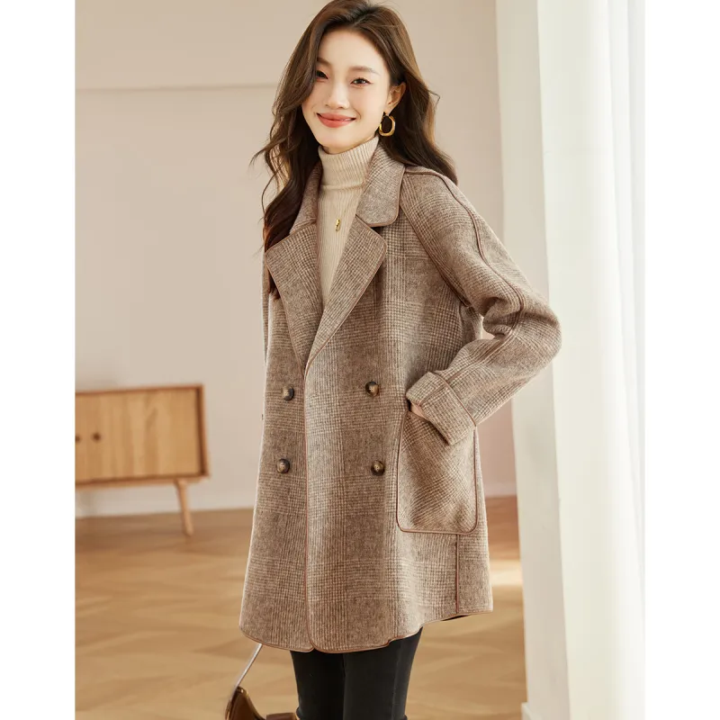 Still Quiet Coat Women's Coffee Plaid-4