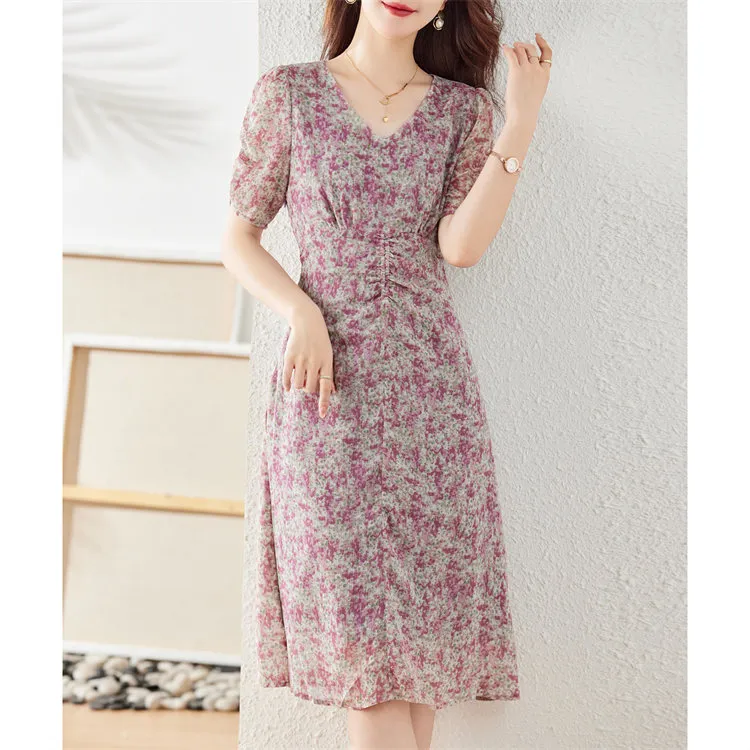Still Quiet Short Sleeved Dresses Women's Pink-3