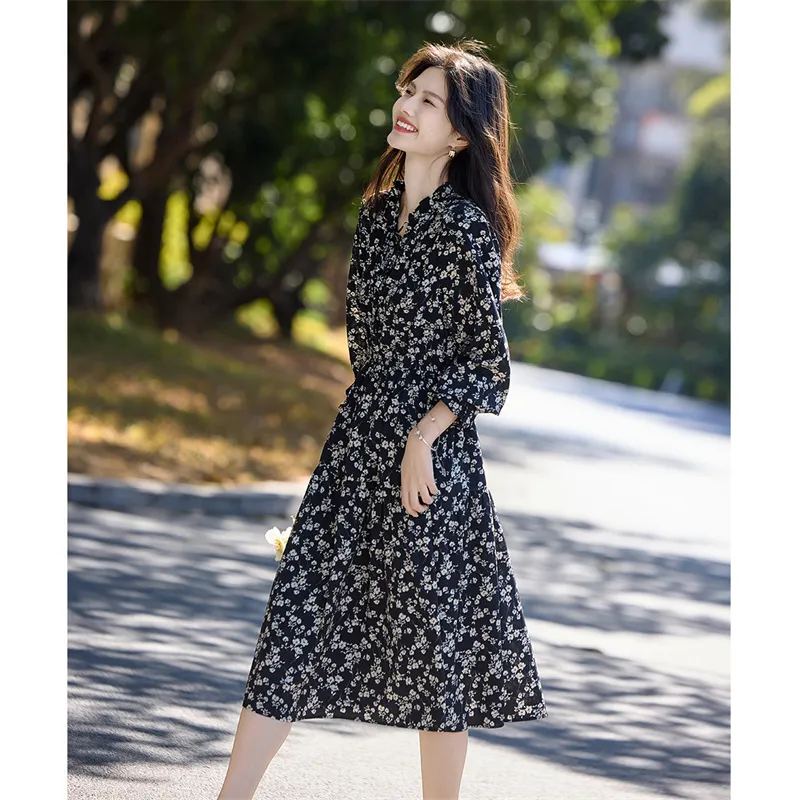 Still Quiet Long Sleeved Dress Women's Black-6
