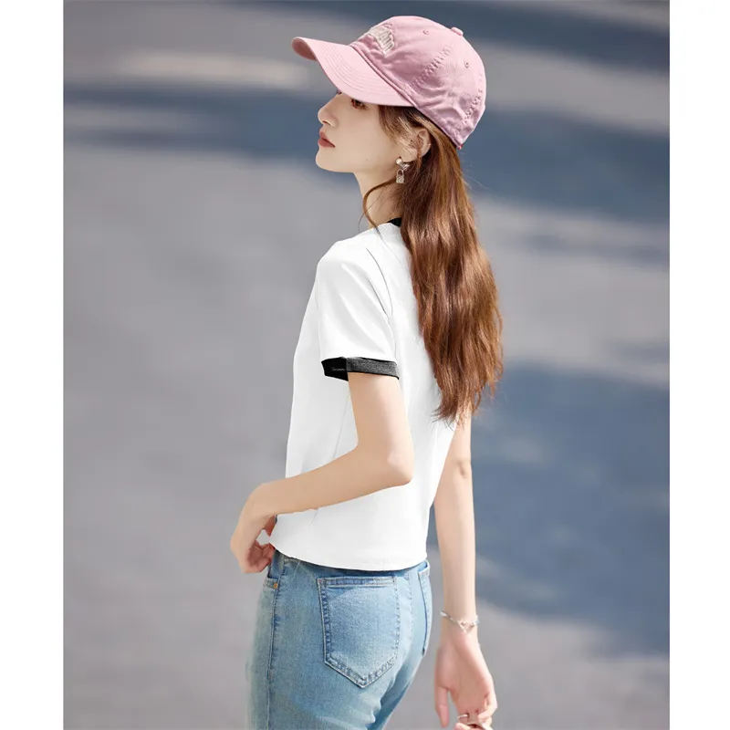 Still Quiet Summer Regular Artsy Color Block Patchwork T Shirt Women's-1