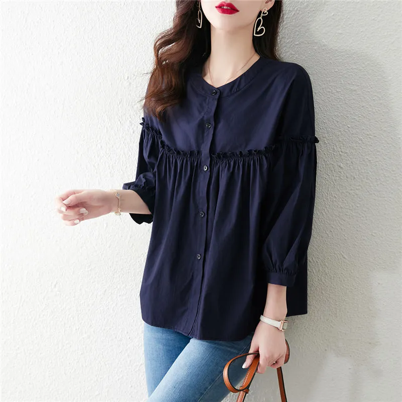 Still Quiet Shirt Women's Navy Blue-3