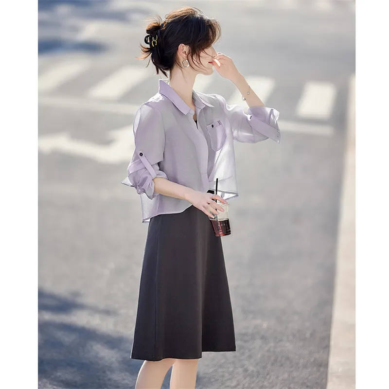 Still quiet Two Piece Skirt Sets Women's-11