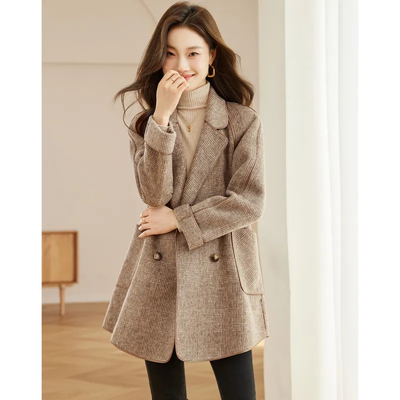 Still Quiet Coat Women's Coffee Plaid-2