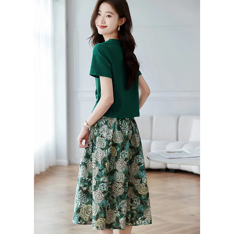 Still quiet Two Piece Skirt Sets Women's-4