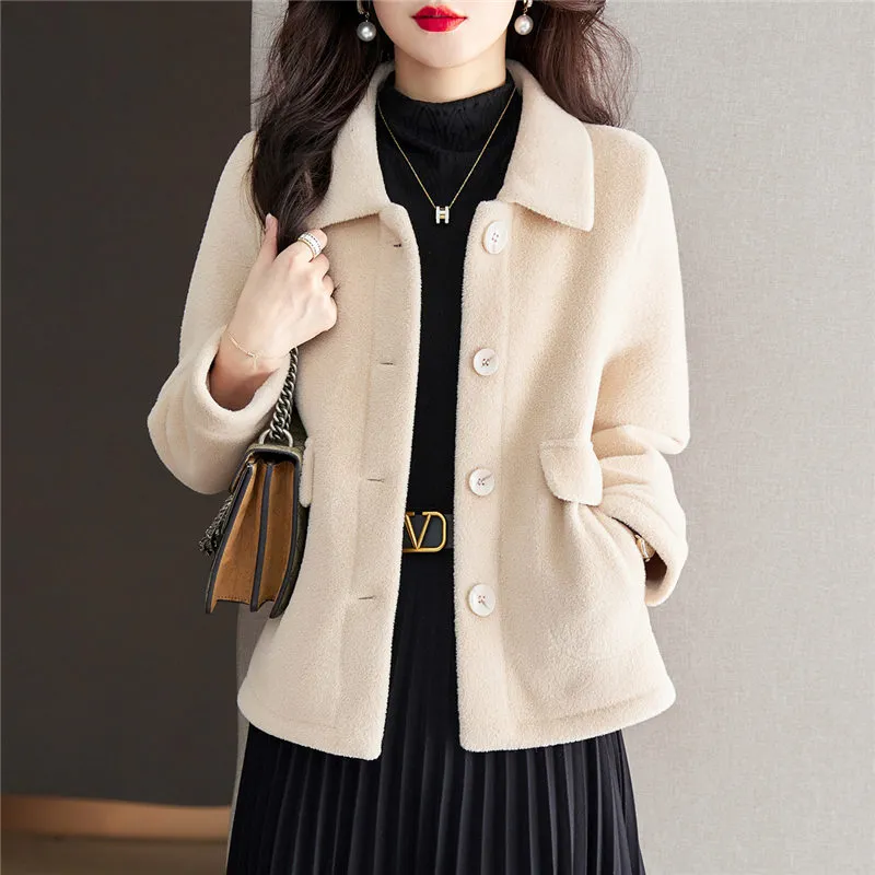 Still Quiet Velvet feel Coat Women's Milk Tea-7