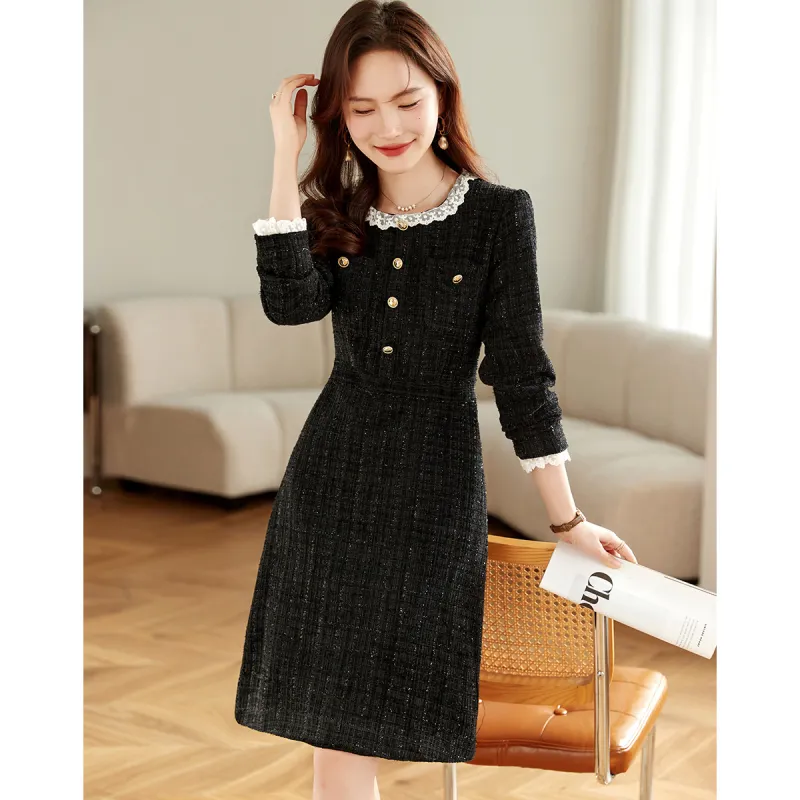 Still Quiet Long Sleeved Dress Women's Black-4
