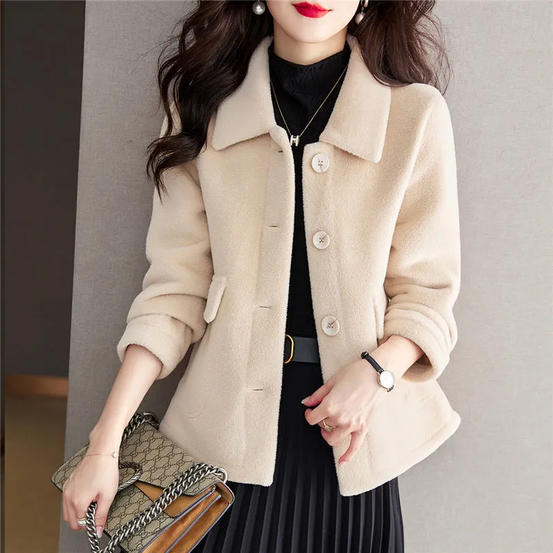 Still Quiet Velvet feel Coat Women's Milk Tea-2