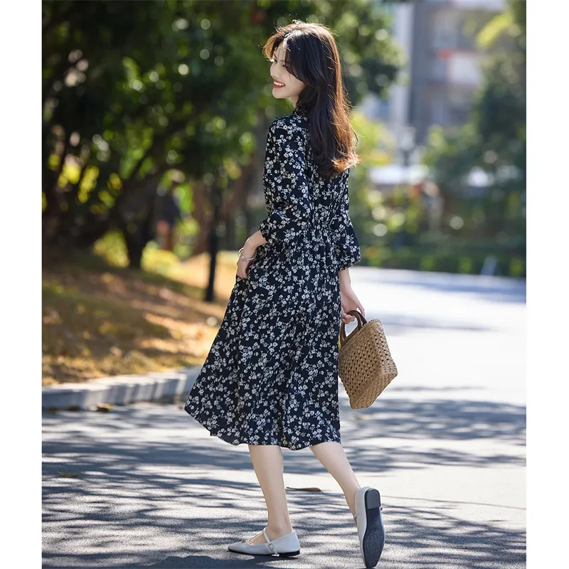 Still Quiet Long Sleeved Dress Women's Black-5