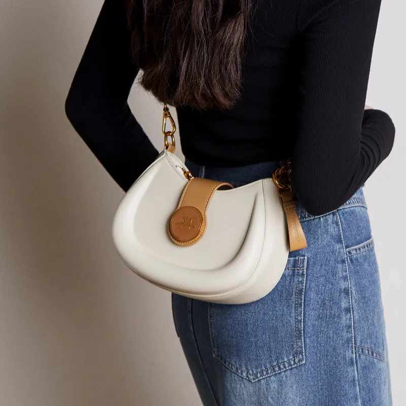 15 MINS Synthetic Leather Shoulder Bag Crossbody Bag Shoulder Bag Regular Women's Ecru & Apricot/Midnight Black/Coffee-1