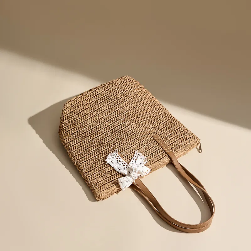 15 MINS Fabric Tote Bag, Shoulder Bag Women's Ecru/Khaki-7