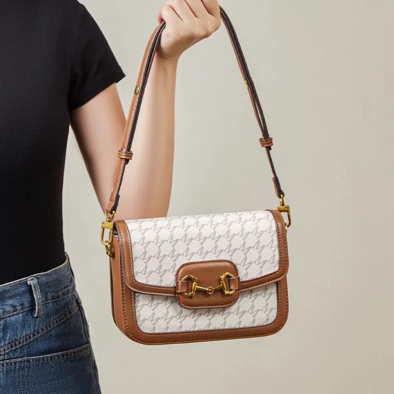 15 MINS PVC Crossbody Bag Shoulder Bag Regular Women's Coffee/Ecru-6