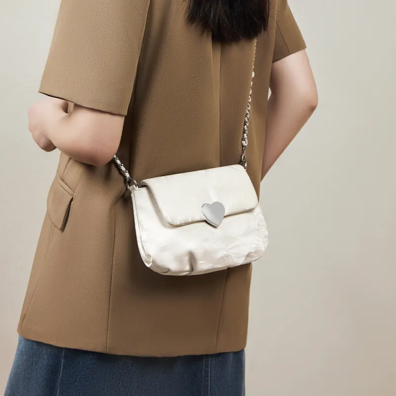 15 MINS Synthetic Leather Shoulder Bag Crossbody Bag Regular Women's Mousse White/Milk Tea Beige/Midnight Black-1