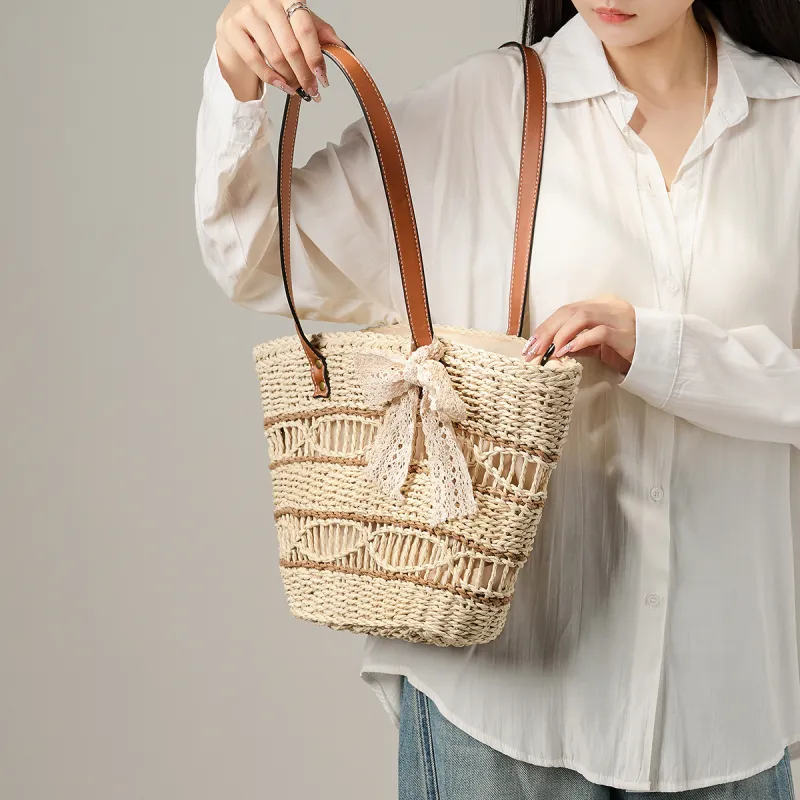 15 MINS Synthetic Leather Tote Bag, Shoulder Bag, Shopping Bag Women's Ecru/Khaki-2
