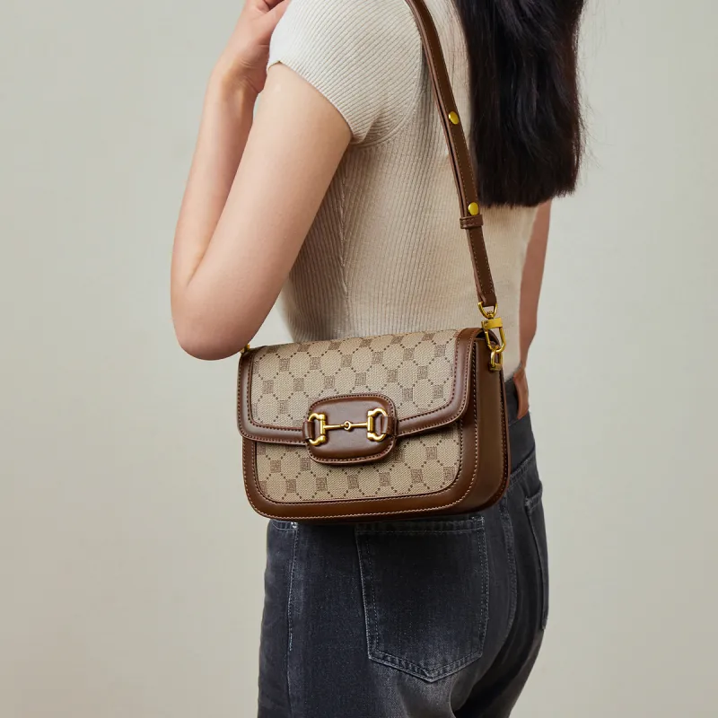 15 MINS PVC Small Square Bag Tofu Bag Shoulder Bag Crossbody Bag Regular Women's Coffee-2