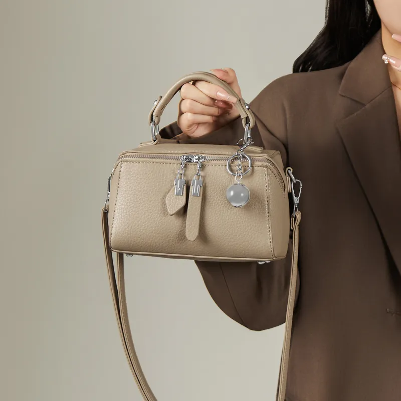 15 MINS Synthetic Leather Box Bag, Handbag, Crossbody Bag, Shoulder Bag Regular Women's Black Khaki Coffee-8