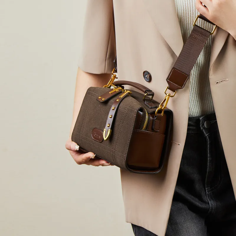 15 MINS Synthetic Leather Shoulder Bag Crossbody Bag Handbag Small Size Women's Coffee-2