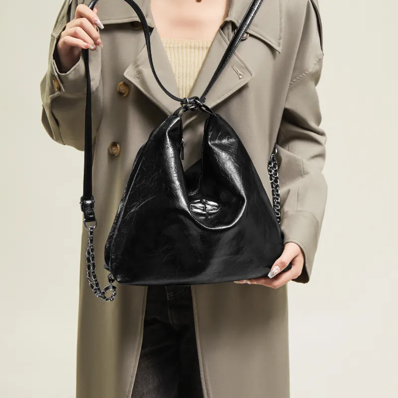 15 MINS Synthetic Leather Backpack Regular Women's Black-4