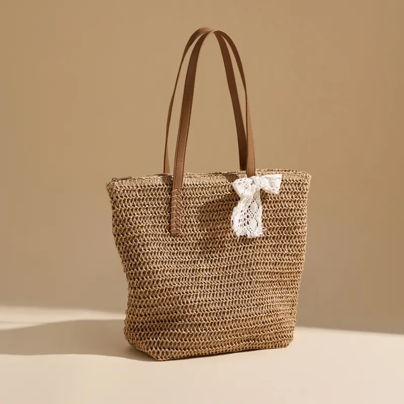 15 MINS Fabric Tote Bag, Shoulder Bag Women's Ecru/Khaki-5