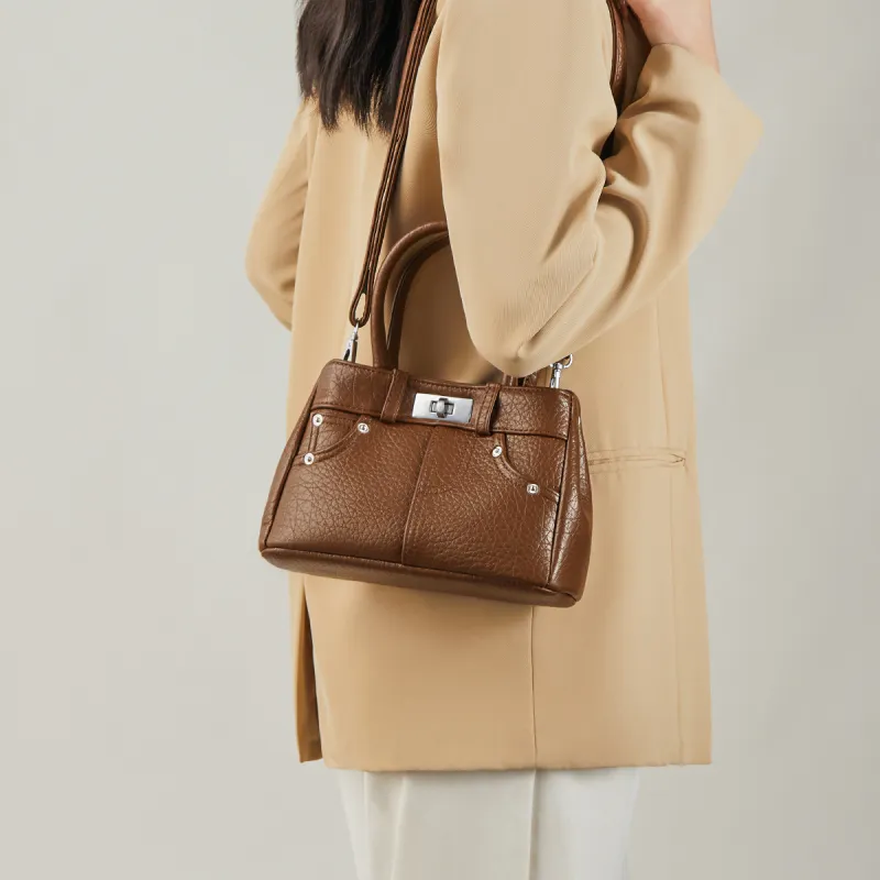 15 MINS Synthetic Leather Tote Handbag Shoulder Bag Crossbody Bag Regular Women's Ecru/Brown/Black-7
