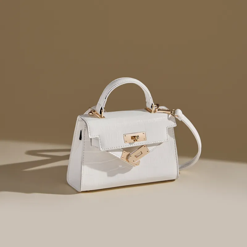15 MINS Synthetic Leather Kelly Bag, Shoulder Bag, Crossbody Bag, Handbag Regular Women's Pink/White/Black-2