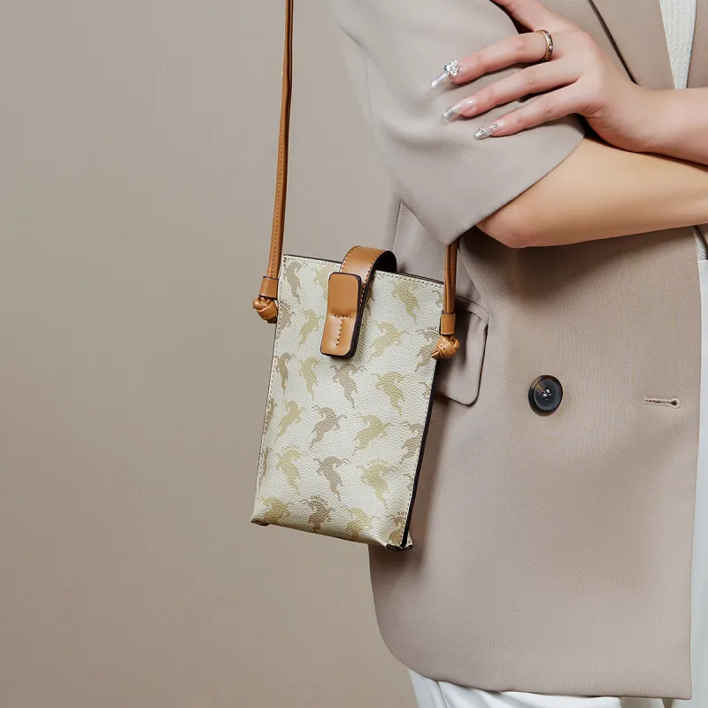 15 MINS PVC Cell Phone Pouch Crossbody Bag Small Bag Women's Bag Regular Women's Coffee/Beige Yellow-5