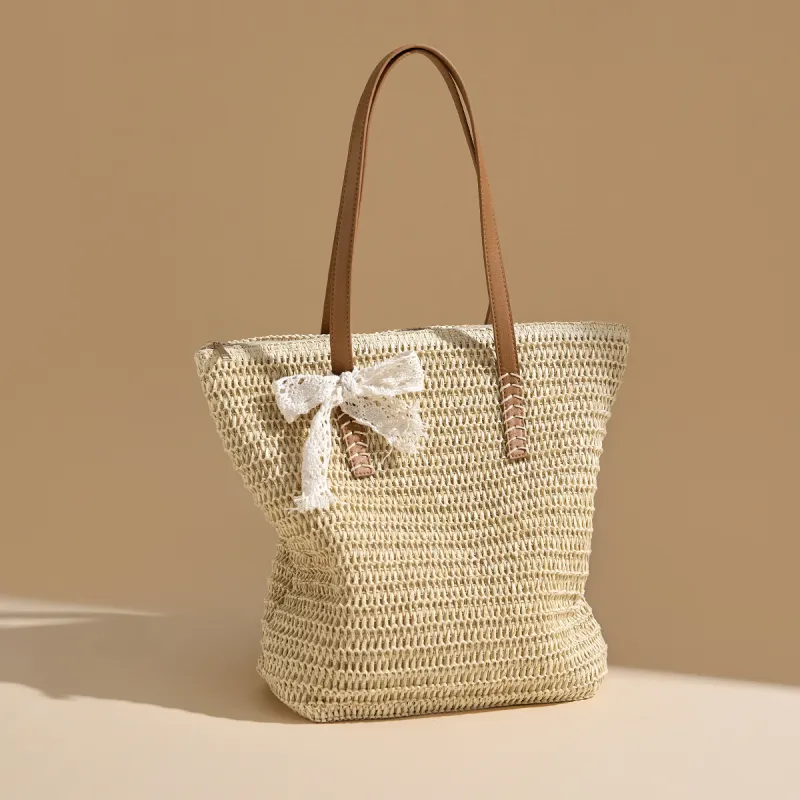 15 MINS Fabric Tote Bag, Shoulder Bag Women's Ecru/Khaki-2