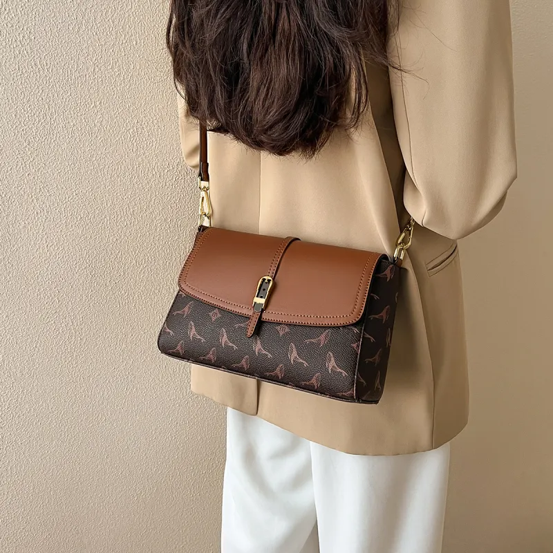 15 MINS PVC And Synthetic Leather Crossbody Bag Shoulder Bag Small Size Women's Coffee/Ecru-8