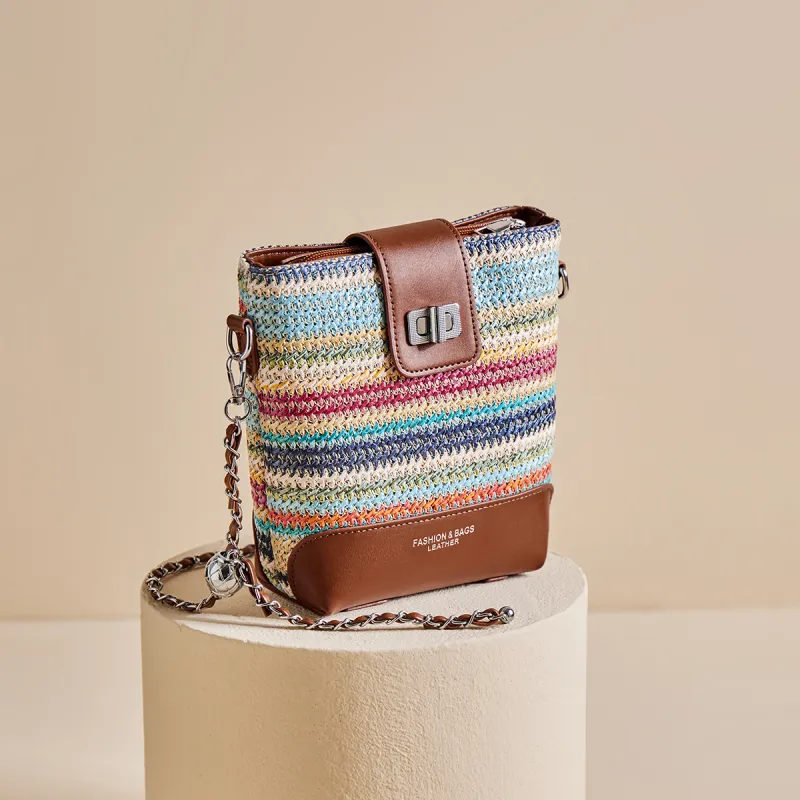 15 MINS Fabric, Synthetic Leather Crossbody Bag, Shoulder Bag Women's Multicolor-2