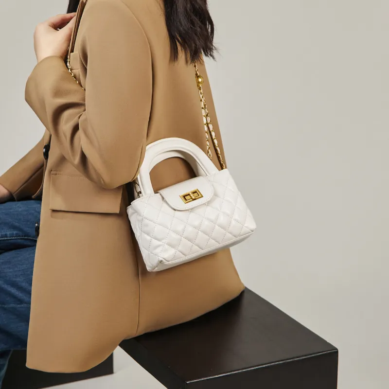15 MINS Synthetic Leather Portable Crossbody Bag Shoulder Bag Mini Women's Pink/White/Black-6