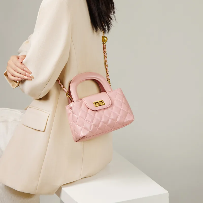 15 MINS Synthetic Leather Portable Crossbody Bag Shoulder Bag Mini Women's Pink/White/Black-3