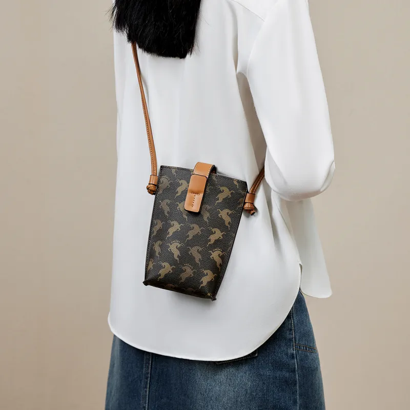 15 MINS PVC Cell Phone Pouch Crossbody Bag Small Bag Women's Bag Regular Women's Coffee/Beige Yellow-2