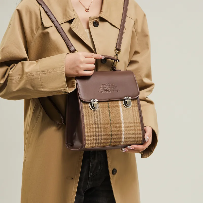 15 MINS Fabric Backpack Regular Women's Khaki/Brown-3