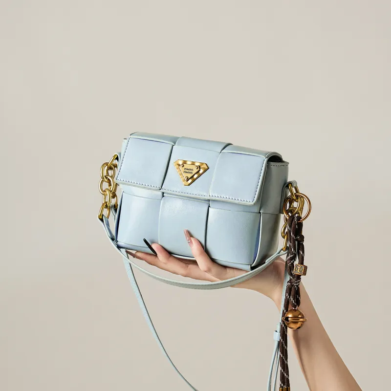 15 MINS Synthetic Leather Shoulder Bag, Crossbody Bag, Handbag Women's Pearl Blue/Silver-3