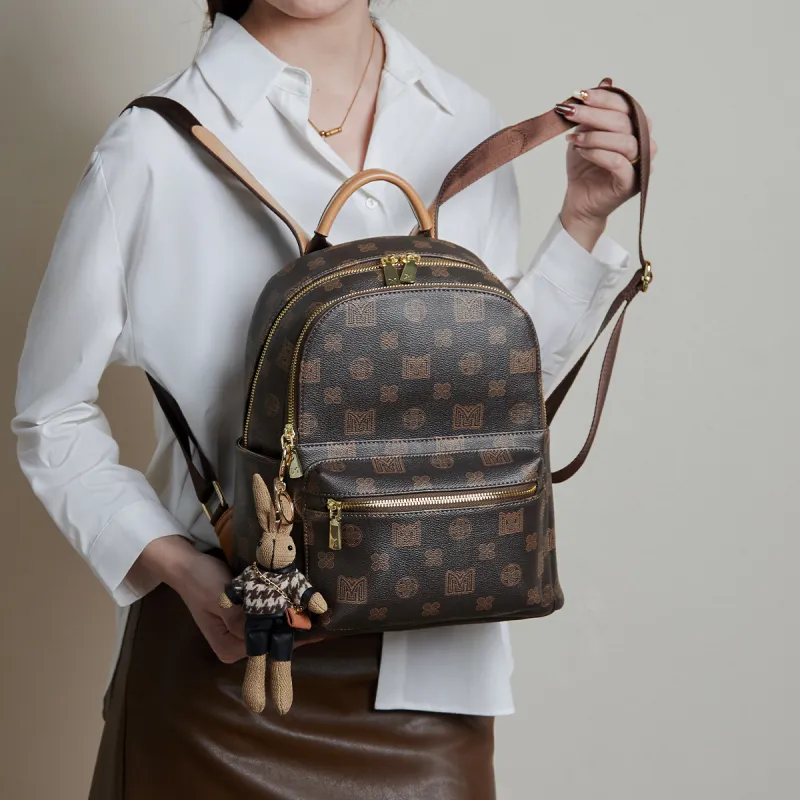 15 MINS PVC Polyvinyl Chloride Backpack Regular Women's Coffee-3