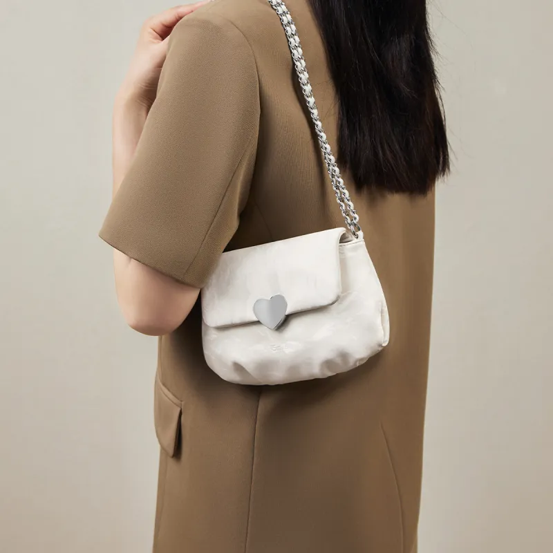 15 MINS Synthetic Leather Shoulder Bag Crossbody Bag Regular Women's Mousse White/Milk Tea Beige/Midnight Black-2