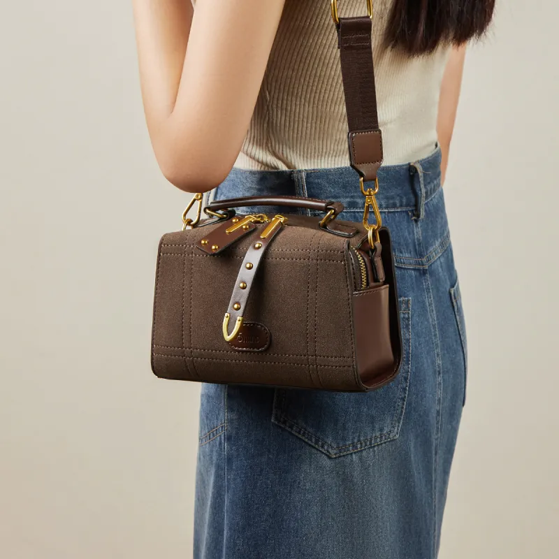 15 MINS Synthetic Leather Shoulder Bag Crossbody Bag Handbag Small Size Women's Coffee-3