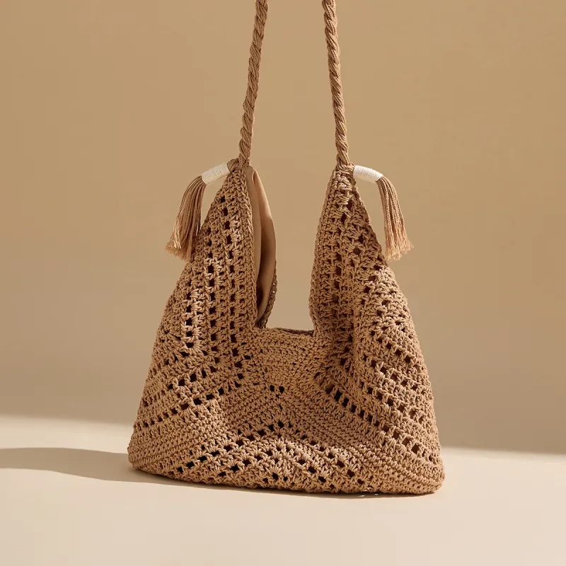 15 MINS Fabric Shoulder Bag Women's Ecru/Khaki-3