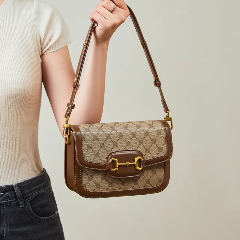 15 MINS PVC Small Square Bag Tofu Bag Shoulder Bag Crossbody Bag Regular Women's Coffee-3