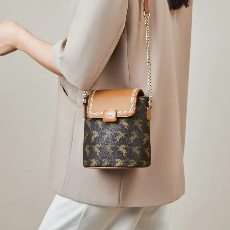 15 MINS PVC And Synthetic Leather Crossbody Bag Shoulder Bag Small Size Women's Coffee-3