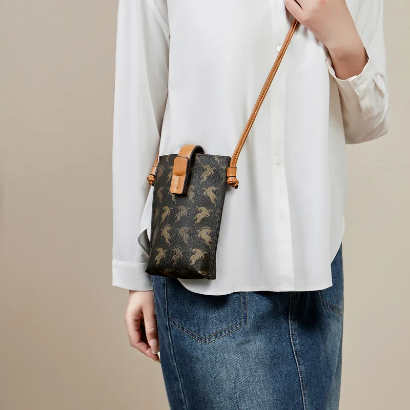 15 MINS PVC Cell Phone Pouch Crossbody Bag Small Bag Women's Bag Regular Women's Coffee/Beige Yellow-1