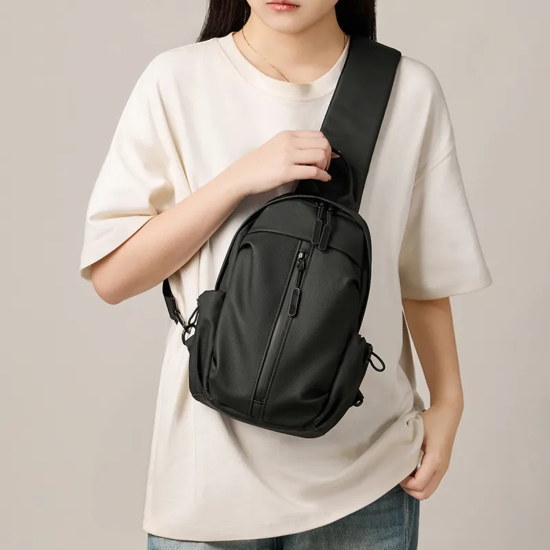 15 MINS Synthetic Leather Sling Bag, Crossbody Bag Large Size Unisex Multicolor-5