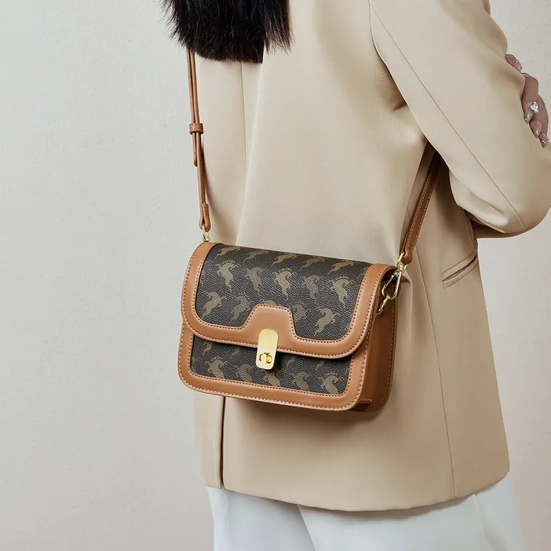 15 MINS PVC Envelope Bag, Crossbody Bag, Shoulder Bag Trumpets Women's Coffee/Beige Yellow-1