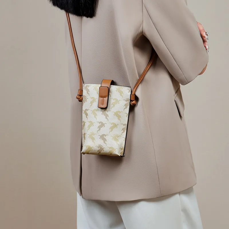 15 MINS PVC Cell Phone Pouch Crossbody Bag Small Bag Women's Bag Regular Women's Coffee/Beige Yellow-6