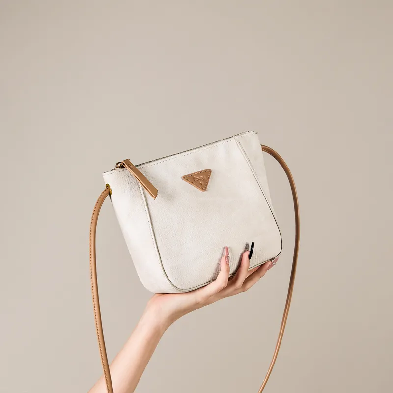 15 MINS Synthetic Leather Shoulder Bag, Crossbody Bag Trumpets Women's White & Apricot-1