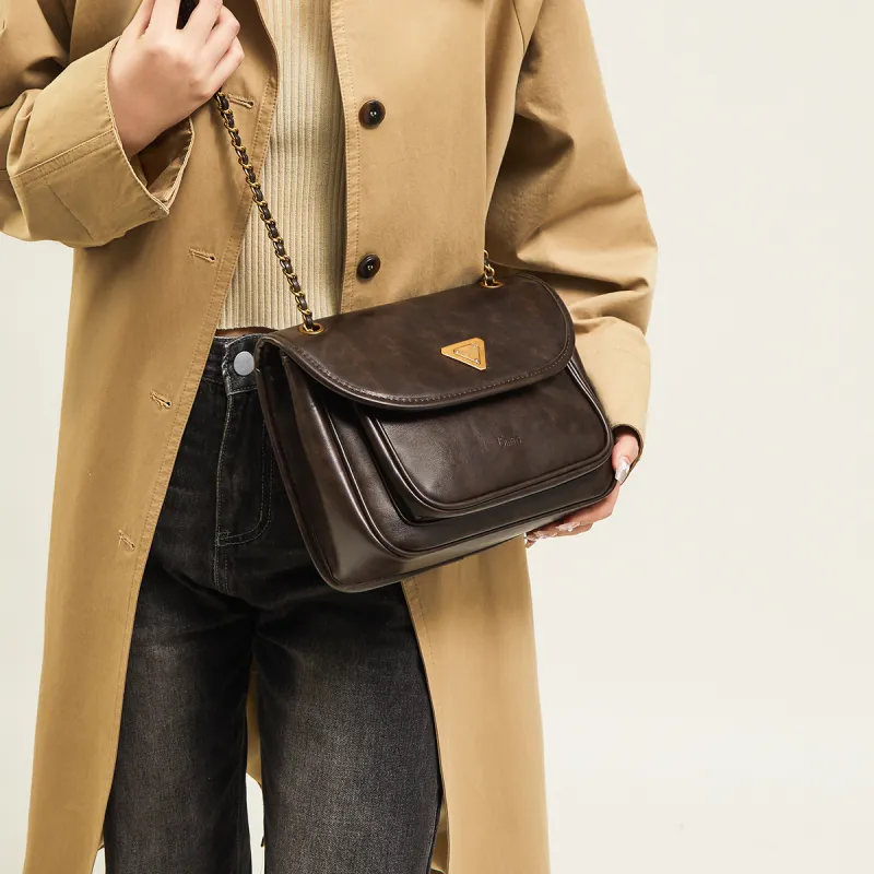 15 MINS Synthetic Leather Messenger Bag Crossbody Bag Shoulder Bag Regular Women's Coffee/Brown/Black-7